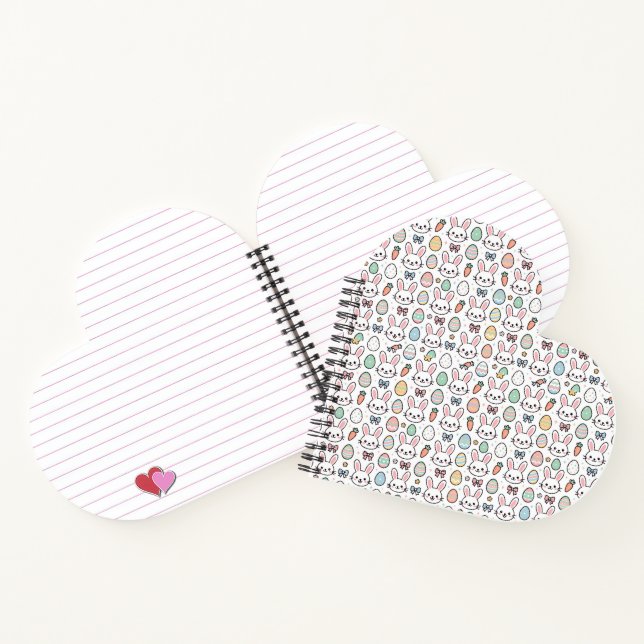 Cahier de Pâques Kawaii Lapin Cœur (Intérieur)
