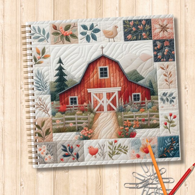 Cahier de patchwork de la grange rouge de quilteur (Créateur téléchargé)