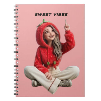 Cahier de personnage à capuche fraise vibes sucrée