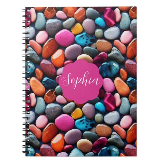 Cahier de photos en spirale rose Vibrant Pebbles (Devant)