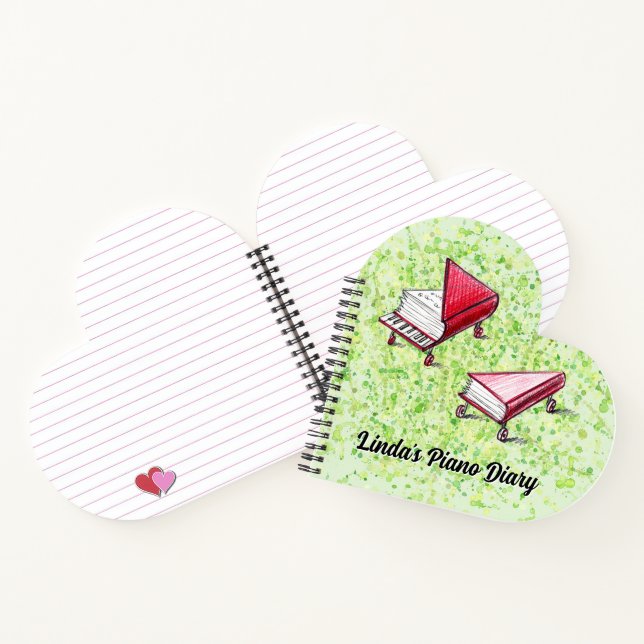Cahier de piano personnalisable en forme de coeur (Intérieur)