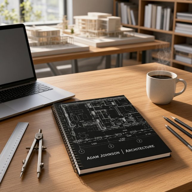 Cahier de plans d'architecte Nom personnalisé Prof (Créateur téléchargé)