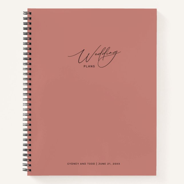 Cahier de plans de mariage Cinnamon Rose (Devant)