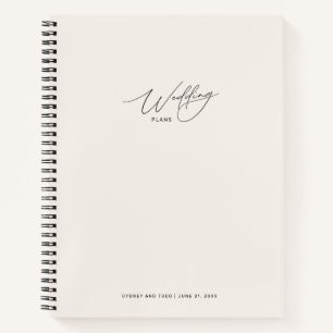 Cahier de plans de mariage en lin blanc