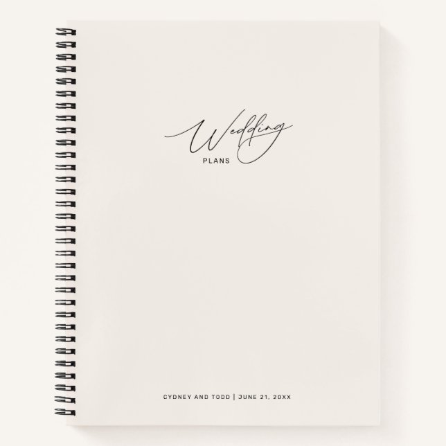 Cahier de plans de mariage en lin blanc (Devant)