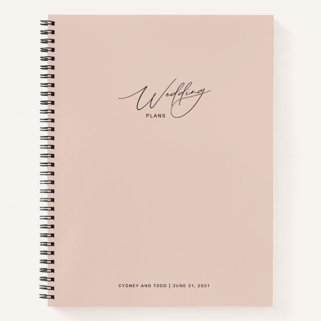 Cahier de plans de mariage rose blush rose (Devant)