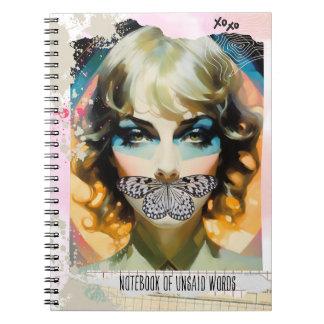 Cahier de portrait de collage moderne de mots non 