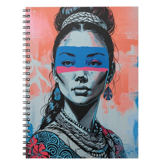 Cahier de portrait de femme d'art pop moderne (Devant)