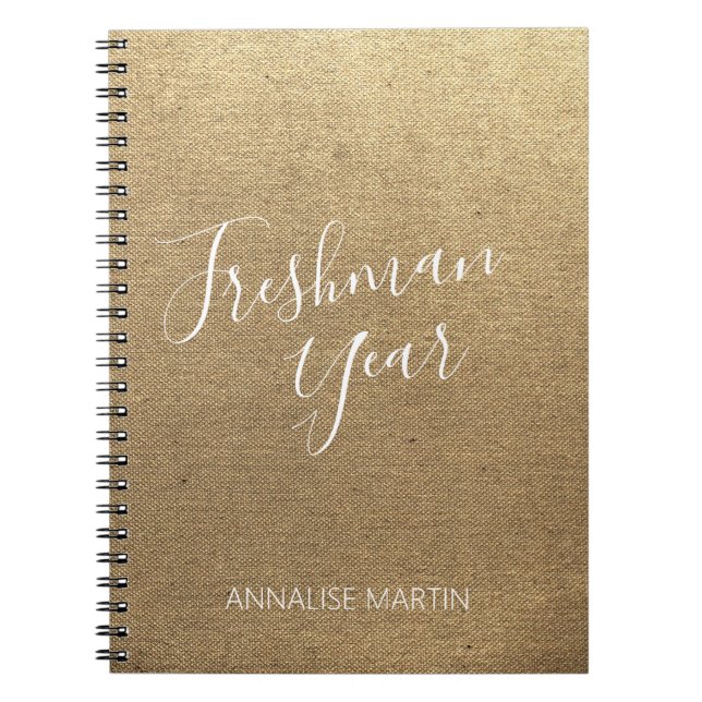 Cahier de première année de lycée en or Votre nom (Devant)