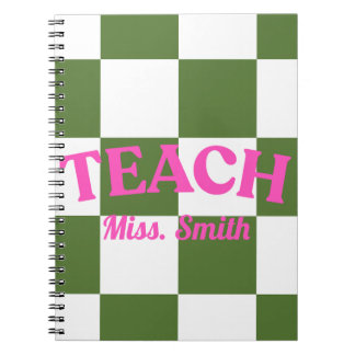 Cahier de professeur à carreaux verts personnalisa