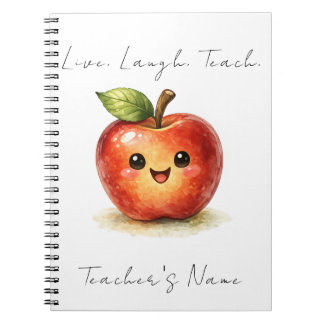 Cahier de professeur heureux - Aquarelle de pomme