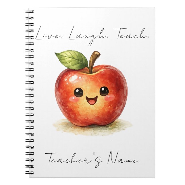 Cahier de professeur heureux - Aquarelle de pomme (Devant)