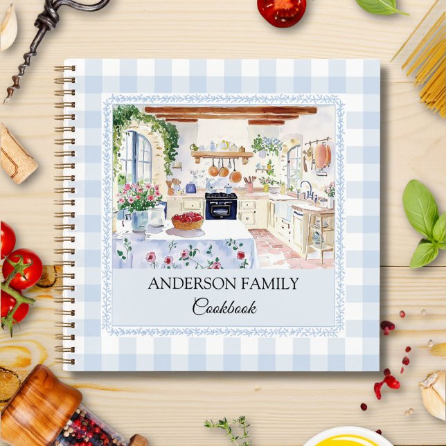 Cahier de Recette de Famille Gingham Bleu Clair de (In situ)