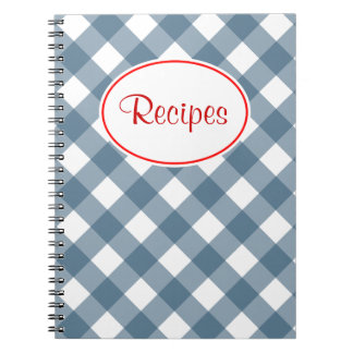 Cahier de recettes à carreaux bleus