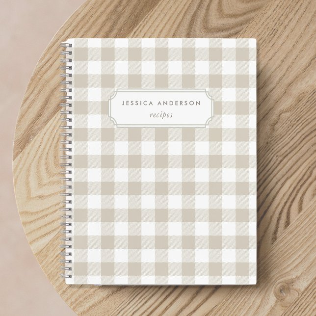 Cahier de recettes à carreaux buff beige de ferme  (Créateur téléchargé)