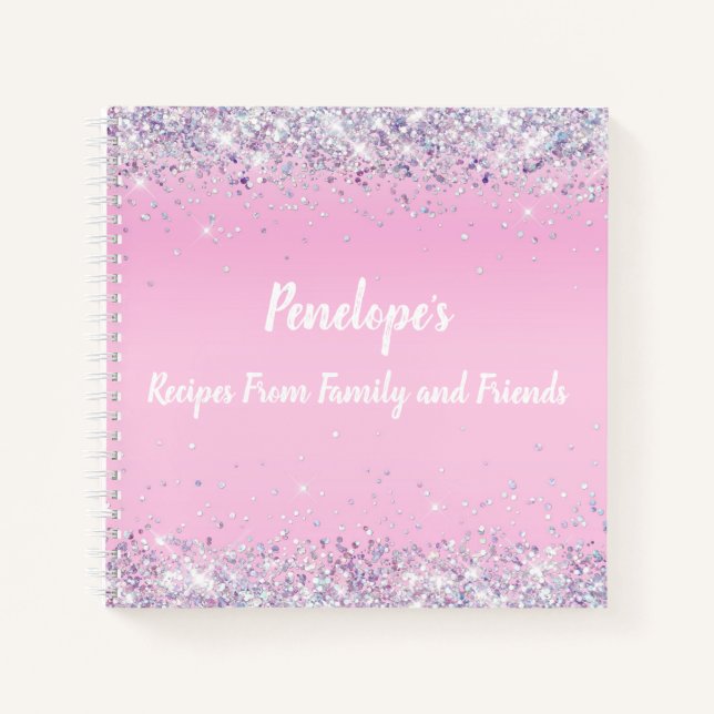 Cahier de recettes à monogramme avec strass hologr (Devant)