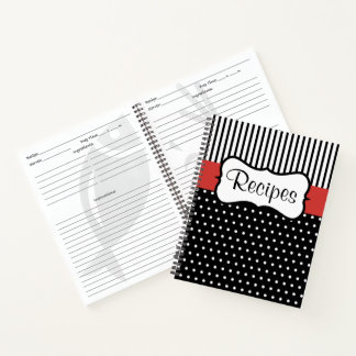 Cahier de recettes de cuisine Rouge Rétro Cadeau L