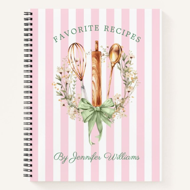 Cahier de recettes de cuisine ustensiles floraux b (Devant)
