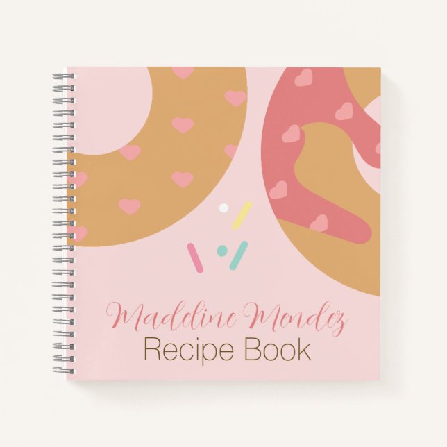Cahier de recettes de pâtisserie rose pour beignet (Devant)