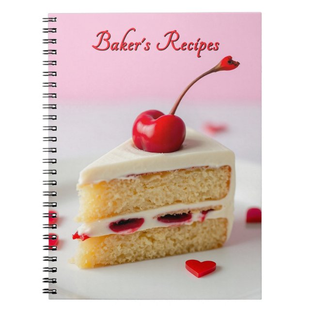 Cahier de recettes de pâtissier avec cerise dessus (Devant)
