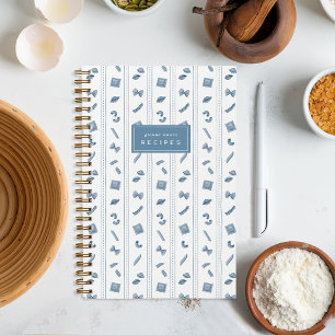 Cahier de recettes personnalisé à rayures bleues p