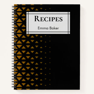 Cahier de recettes personnalisé géométrique or noi