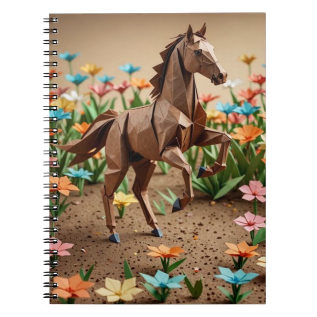 Cahier de rentrée des classes Cheval en origami (Devant)