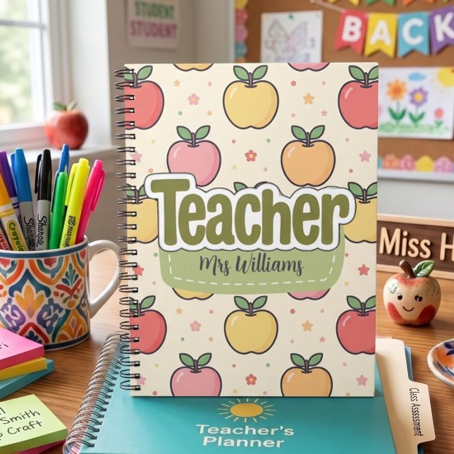 Cahier de rentrée scolaire Apple Teacher motif  (Créateur téléchargé)
