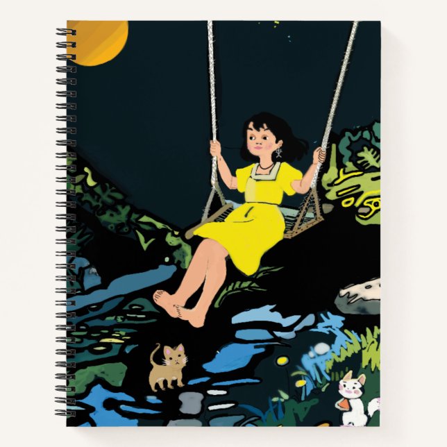 Cahier de rêves au clair de lune – Jeune fille fan (Devant)