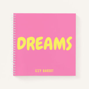 Cahier de rêves rose personnalisé