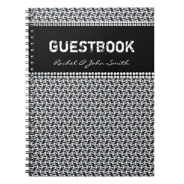 Cahier de signatures à motif Batika noir et blanc (Devant)