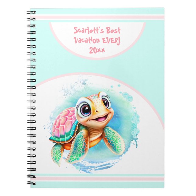 Cahier de vacances d'été de tortue mignonne (Devant)