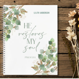 Cahier de verset biblique feuilles vertes dorées