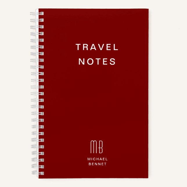 Cahier de Voyage à Monogramme Moderne Bourgogne (Recto)