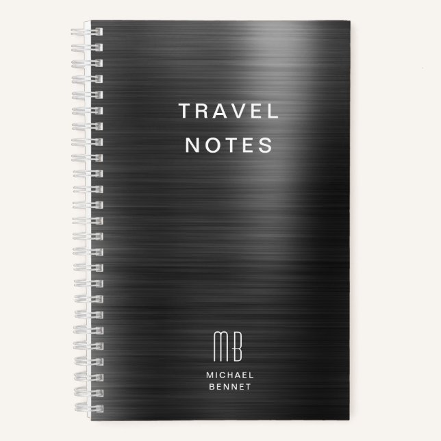 Cahier de Voyage Élégant Monogramme Noir (Recto)