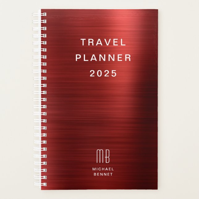 Cahier de Voyage Élégant Monogramme Rouge (Devant)