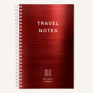 Cahier de Voyage Élégant Monogramme Rouge