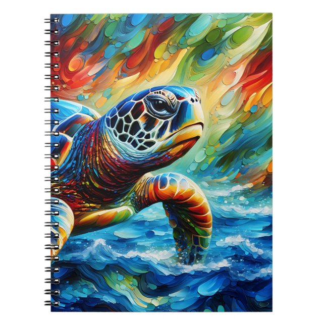 Cahier de voyage Tortue éclatement de couleur (Devant)
