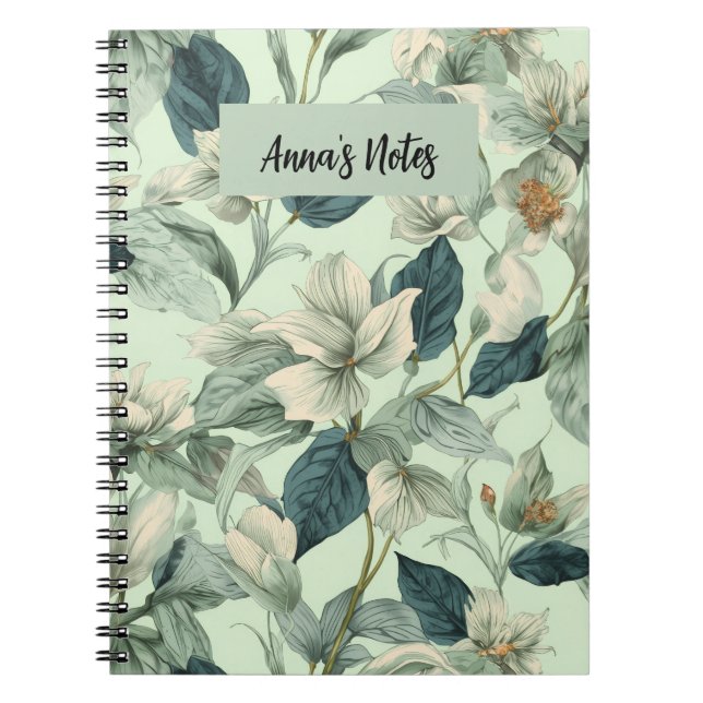 Cahier d'écriture à motif floral botanique (Devant)