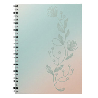 Cahier dégradé orange et sarcelle avec accent flor