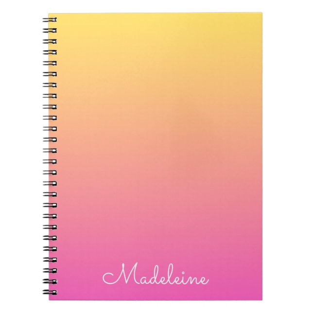 Cahier dégradé rose et jaune pastel féminin (Devant)