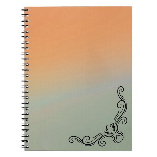 Cahier dégradé vert et orange avec accent noir (Devant)