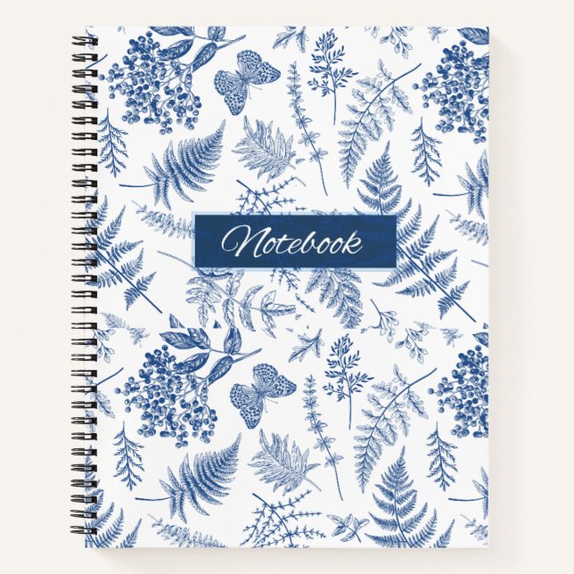 Cahier Deluxe à Spirale Botanique Bleu (Devant)