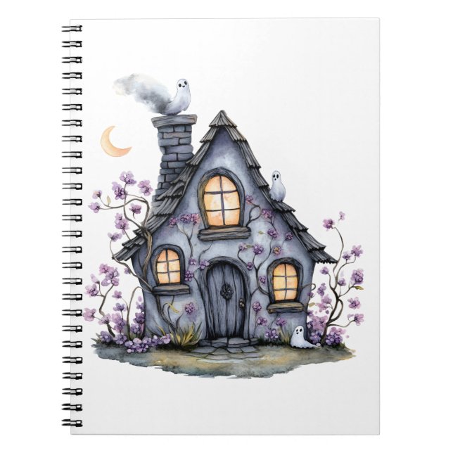 Cahier d'Halloween fantômes de maison hantée migno (Devant)