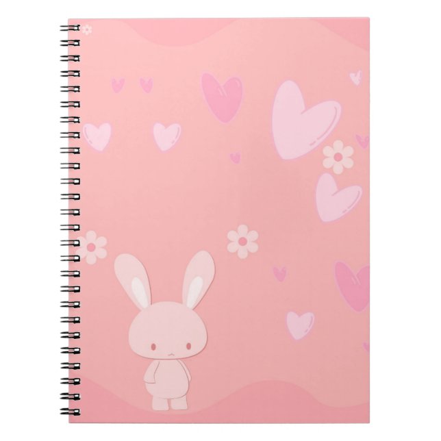Cahier d'illustration de lapin rose mignon avec de (Devant)