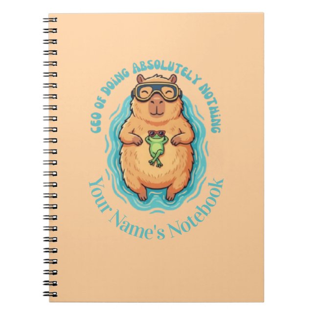 Cahier drôle de Capybara Frog PDG de Faire Rien (Devant)