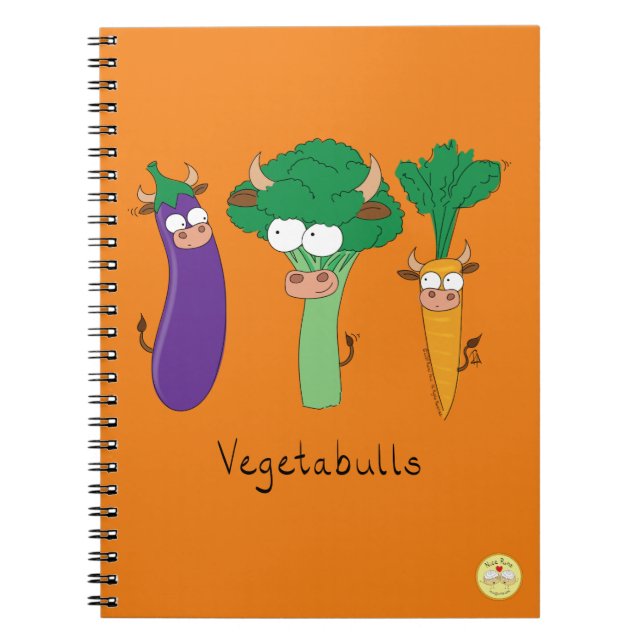 Cahier drôle de légumes taureaux Vegetabulls (Devant)