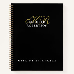 Cahier drôle inspirant homme noir or blanc