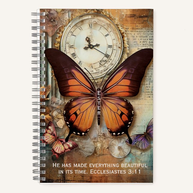 Cahier Ecclésiaste 3:11 Papillon Horloge (Recto)