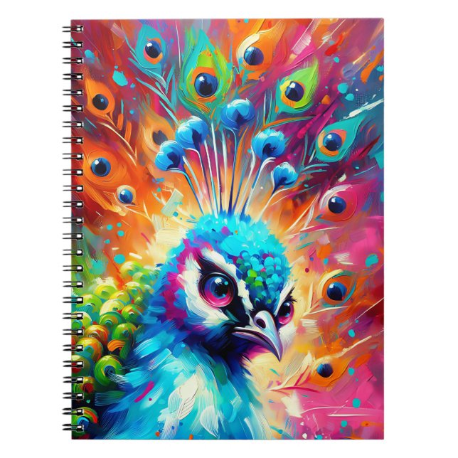 Cahier Élégance Paon Prismatique (Devant)